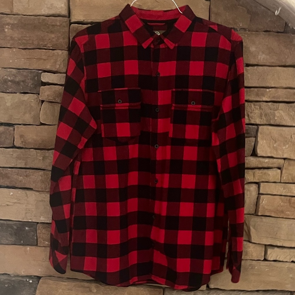 Men’s Red and Black Flannel Shirt